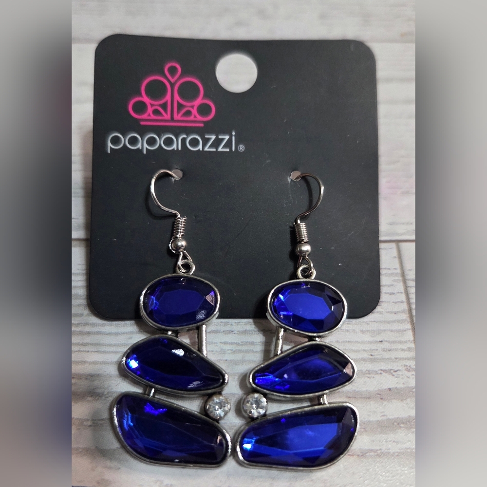 paparazzi Royal Blue Faceted Drop Earrings